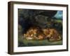 Lion Devouring a Rabbit, 19th Century-Eugene Delacroix-Framed Giclee Print