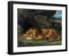 Lion Devouring a Rabbit, 19th Century-Eugene Delacroix-Framed Giclee Print