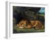 Lion Devouring a Rabbit, 19th Century-Eugene Delacroix-Framed Giclee Print