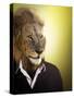 Lion Dressed Up With A Shirt And Jumper-Nosnibor137-Stretched Canvas