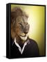 Lion Dressed Up With A Shirt And Jumper-Nosnibor137-Framed Stretched Canvas