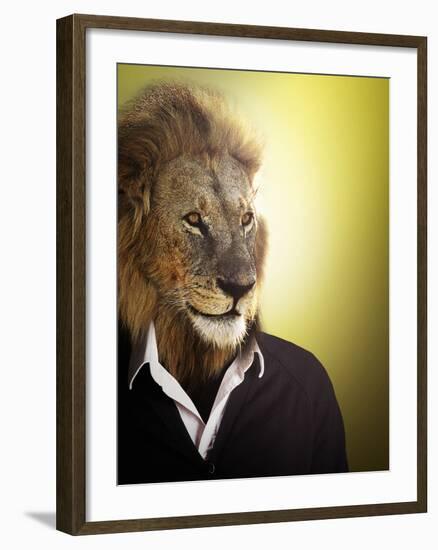 Lion Dressed Up With A Shirt And Jumper-Nosnibor137-Framed Photographic Print