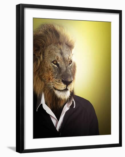 Lion Dressed Up With A Shirt And Jumper-Nosnibor137-Framed Photographic Print