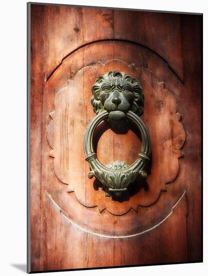 Lion Face Door Knocker in Florence-George Oze-Mounted Photographic Print