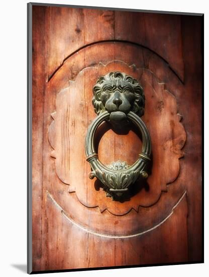 Lion Face Door Knocker in Florence-George Oze-Mounted Photographic Print