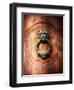 Lion Face Door Knocker in Florence-George Oze-Framed Premium Photographic Print