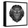 Lion Head Black Mesh 2-Lisa Kroll-Framed Stretched Canvas