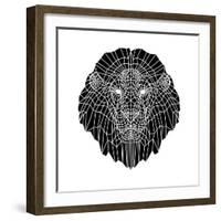 Lion Head Black Mesh 2-Lisa Kroll-Framed Art Print