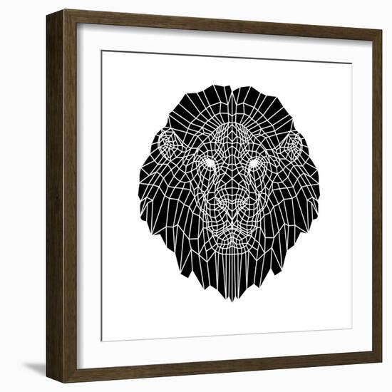 Lion Head Black Mesh 2-Lisa Kroll-Framed Art Print