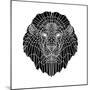 Lion Head Black Mesh 2-Lisa Kroll-Mounted Art Print