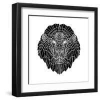 Lion Head Black Mesh 2-Lisa Kroll-Framed Art Print