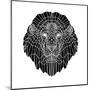 Lion Head Black Mesh 2-Lisa Kroll-Mounted Art Print