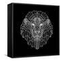 Lion Head Black Mesh-Lisa Kroll-Framed Stretched Canvas