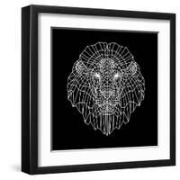 Lion Head Black Mesh-Lisa Kroll-Framed Art Print