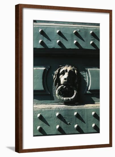 Lion Head, Detail from Main Entrance of Palazzo Belgioioso, Milan, Lombardy, Italy-null-Framed Giclee Print