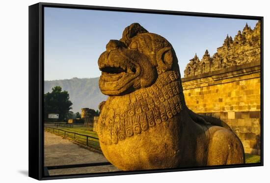 Lion Head in the Temple Complex of Borobodur, Java, Indonesia, Southeast Asia, Asia-Michael Runkel-Framed Stretched Canvas