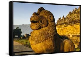 Lion Head in the Temple Complex of Borobodur, Java, Indonesia, Southeast Asia, Asia-Michael Runkel-Framed Stretched Canvas