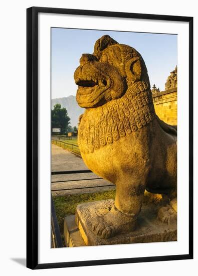 Lion Head in the Temple Complex of Borobodur, Java, Indonesia, Southeast Asia, Asia-Michael Runkel-Framed Photographic Print