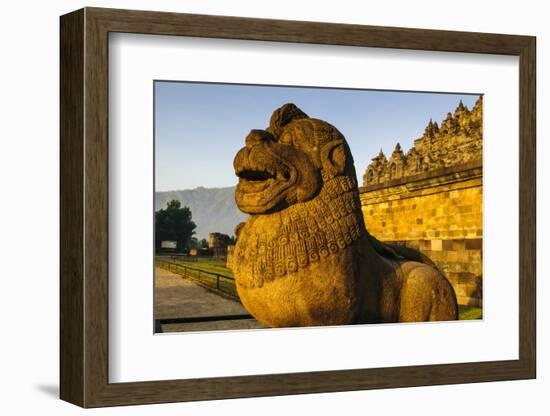 Lion Head in the Temple Complex of Borobodur, Java, Indonesia, Southeast Asia, Asia-Michael Runkel-Framed Photographic Print