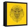 Lion Head Yellow Mesh-Lisa Kroll-Framed Stretched Canvas