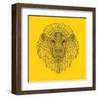 Lion Head Yellow Mesh-Lisa Kroll-Framed Art Print