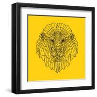 Lion Head Yellow Mesh-Lisa Kroll-Framed Art Print