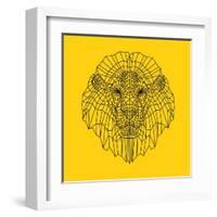 Lion Head Yellow Mesh-Lisa Kroll-Framed Art Print