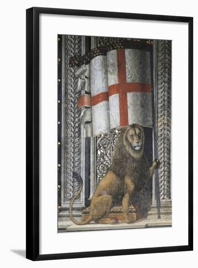 Lion Holding Up Coat of Arms-null-Framed Giclee Print