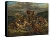 Lion Hunt, 1860-61-Ferdinand Victor Eugene Delacroix-Stretched Canvas