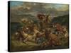 Lion Hunt, 1860-61-Ferdinand Victor Eugene Delacroix-Stretched Canvas