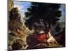 Lion Hunt in Morocco, 1854-Eugene Delacroix-Mounted Giclee Print