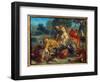 Lion Hunt. Painting by Eugene Delacroix (1798-1863), 1855. Oil on Canvas. Dim: 0.56 X 0.73M. Stockh-Ferdinand Victor Eugene Delacroix-Framed Giclee Print