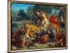 Lion Hunt. Painting by Eugene Delacroix (1798-1863), 1855. Oil on Canvas. Dim: 0.56 X 0.73M. Stockh-Ferdinand Victor Eugene Delacroix-Mounted Giclee Print