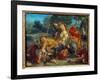 Lion Hunt. Painting by Eugene Delacroix (1798-1863), 1855. Oil on Canvas. Dim: 0.56 X 0.73M. Stockh-Ferdinand Victor Eugene Delacroix-Framed Giclee Print