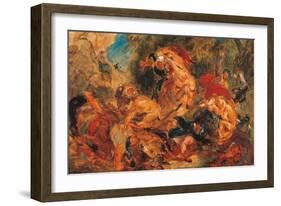 Lion Hunt, study-Eugene Delacroix-Framed Art Print