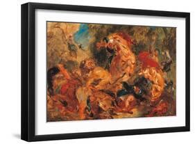 Lion Hunt, study-Eugene Delacroix-Framed Art Print