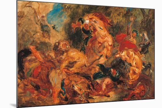 Lion Hunt, study-Eugene Delacroix-Mounted Premium Giclee Print