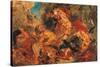 Lion Hunt, study-Eugene Delacroix-Stretched Canvas