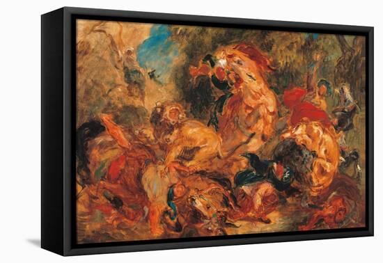 Lion Hunt, study-Eugene Delacroix-Framed Stretched Canvas