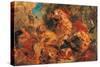 Lion Hunt, study-Eugene Delacroix-Stretched Canvas