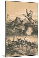 Lion Hunting At Night, c1880-null-Mounted Giclee Print