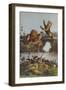 Lion Hunting at Night-null-Framed Giclee Print