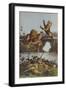 Lion Hunting at Night-null-Framed Giclee Print