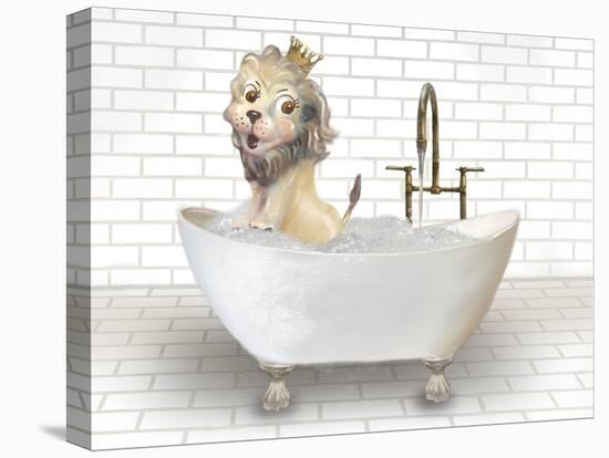 Lion In Bathtub-Matthew Piotrowicz-Stretched Canvas