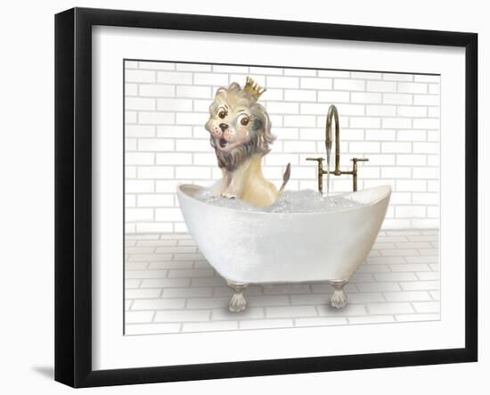 Lion In Bathtub-Matthew Piotrowicz-Framed Art Print