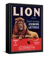 Lion Lettuce Label - Watsonville, CA-Lantern Press-Framed Stretched Canvas