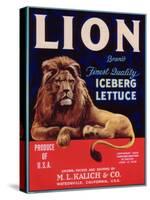 Lion Lettuce Label - Watsonville, CA-Lantern Press-Stretched Canvas