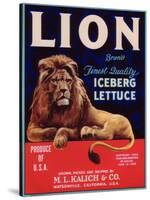 Lion Lettuce Label - Watsonville, CA-Lantern Press-Stretched Canvas