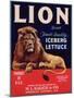 Lion Lettuce Label - Watsonville, CA-Lantern Press-Mounted Art Print