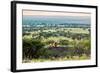 Lion Lying on Rocks and Roars on Savanna at Sunset. Safari in Serengeti, Tanzania, Africa-Michal Bednarek-Framed Photographic Print